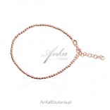 Silver bracelet gilded with pink gold diamond balls