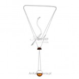 Silver necklace with cherry and cognac amber