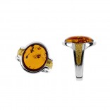 Silver ring with gold and amber
