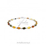 Silver bracelet with colorful amber