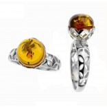 Silver earrings with cognac amber