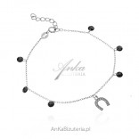 Silver bracelet with black cubic zirconia - Bracelet for good luck