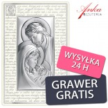 Silver picture of Holy Family on a white background 22,4 cm * 34,4 cm