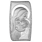 Obrazek srebrny Madonna z dzieciątkiem  13,5 cm * 24 cm
