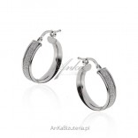 Silver diamond earrings LARGE 2.8 cm