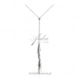 Original Long silver necklace with tassels - adjustable