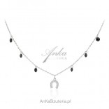 Silver necklace with black cubic zircons