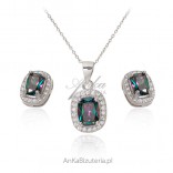Silver jewelry. Set with Mystic topaz and zircons