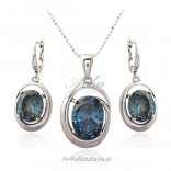 Silver jewelry - a set with beautiful gray-blue zircon
