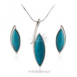 Silver jewelry complete with blue turquoise