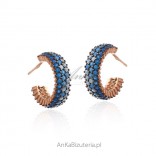 Silver earrings with blue shades and cubic zirconia