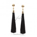 Silver earrings with fringes - black