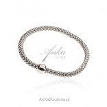 Silver bracelet stretched with a ball with a large smooth ball