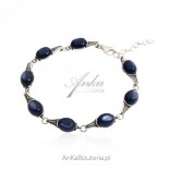 Silver bracelet oxidized with dark blue utyyt