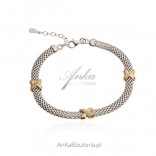 Silver gilded bracelet with cubic zirconia