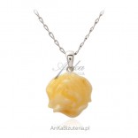 Silver pendant with white and yellow ROSE amber