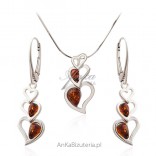 Silver jewelry complete with HEART amber