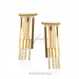 Silver gilded earrings - hanging tassels