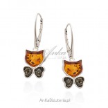 Silver earrings with amber KOTEK