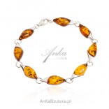 Silver bracelet with amber - classic