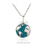 Silver pendant with turquoise - world