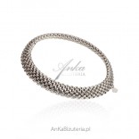 Silver bracelet ruffled and stretched