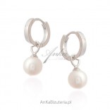 Silver jewelry - Silver earrings with a white pearl