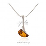 Silver jewelry with amber - Silver necklace with amber