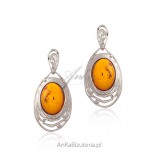 Elegant silver earrings with amber
