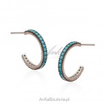 Silver earrings oxidized with blue turquoise
