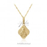 Golden medal Scapular with chain - 585 high gold set