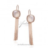 Silver earrings with pink gold and Swarovski crystal
