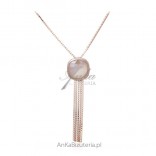 Silver necklace with pink gold and Swarovski crystal