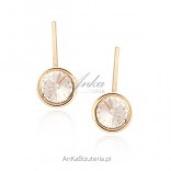 Silver earrings with pink gold and Swarovski CRYSTAL crystals