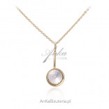 Silver necklace with pink gold and Swarovski Crystal CRISTAL