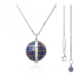 Silver necklace GLOBUS with lapis lazuli - hand-painted