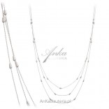 Impressive Long triple silver necklace with icicles