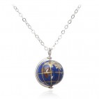 Srebrny naszyjnik GLOBUS - mały  z sentencją " You are my world"