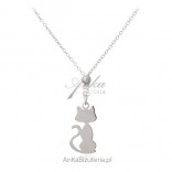 Silver cat necklace with cute Italian jewelry