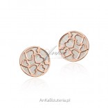Silver earrings with pink gold in HEARTS