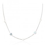 Silver necklace STARS with mother of pearl