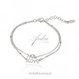 Silver LOVE bracelet with white zircon