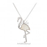 Silver jewelry - FLAMING necklace with white mother of pearl