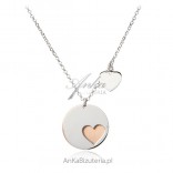 Silver necklace with hearts gilded with pink gold