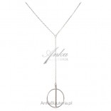 Silver necklace Necktie with hanging circle
