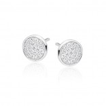 Round silver earrings with cubic zirconia
