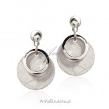 Silver earrings with satinized rings