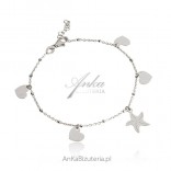Silver bracelet starfish with a heart