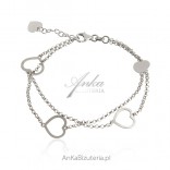 Silver heart-shaped satin bracelet