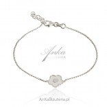 Silver bracelet CLOVER with white mother of pearl